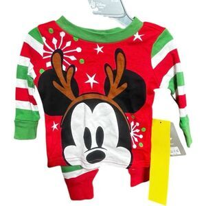 Disney‎ Store Two Piece Holiday Mickey Mouse 0-3 Month Pajamas